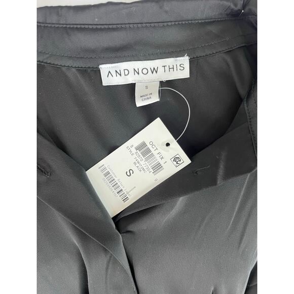 And Now This Button Down Black Satin Long Sleeve Top NWT - Picture 6 of 8
